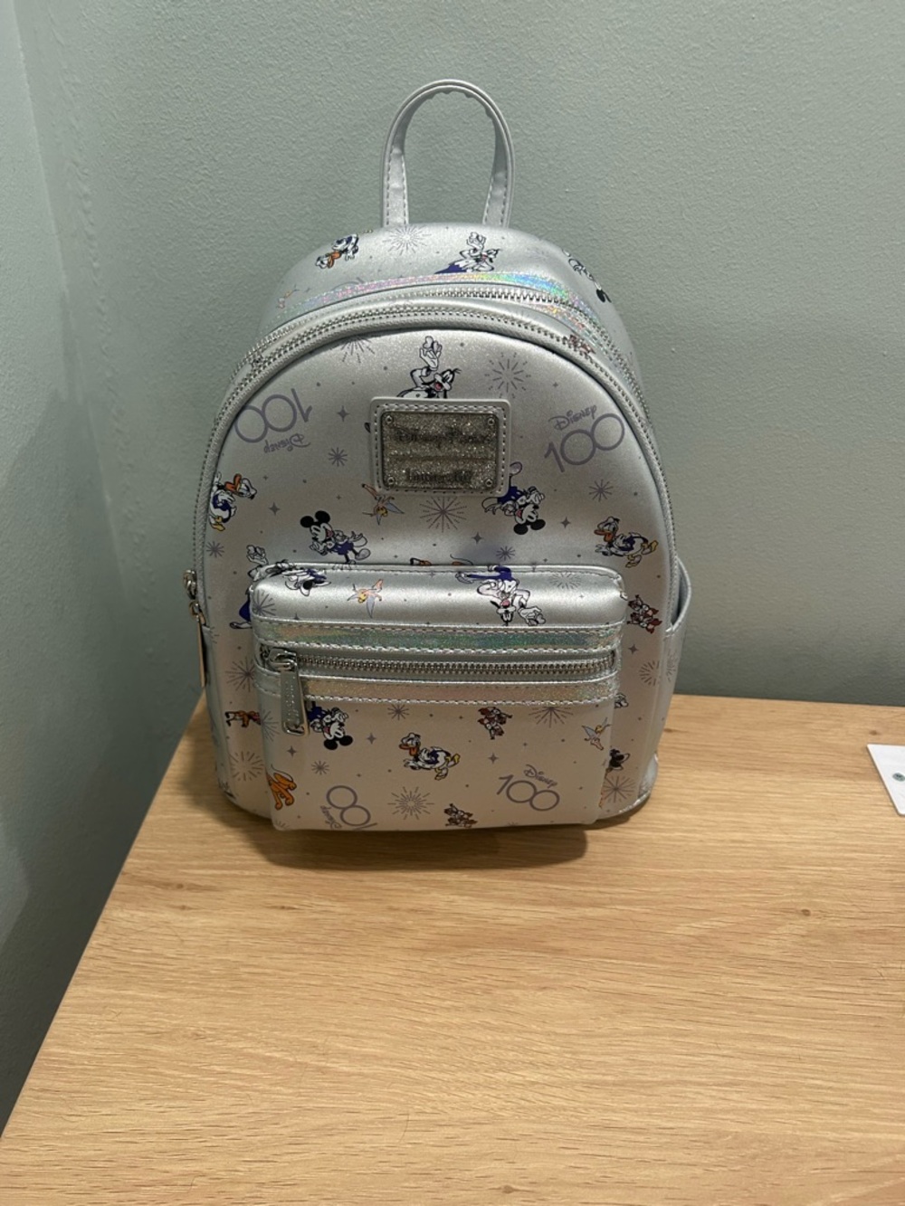 Loungefly Silver Disney 100th Anniversary Mickey & Friends Mini Backpack NWT